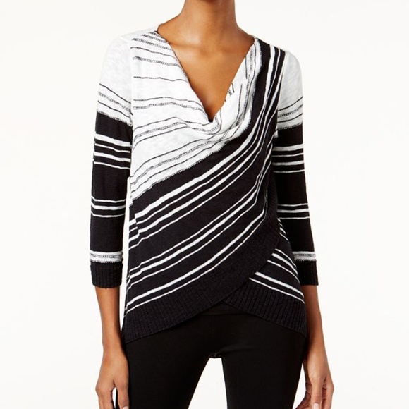 INC International Concepts Sweaters - INC Cowl Neck Layered-Front Sweater